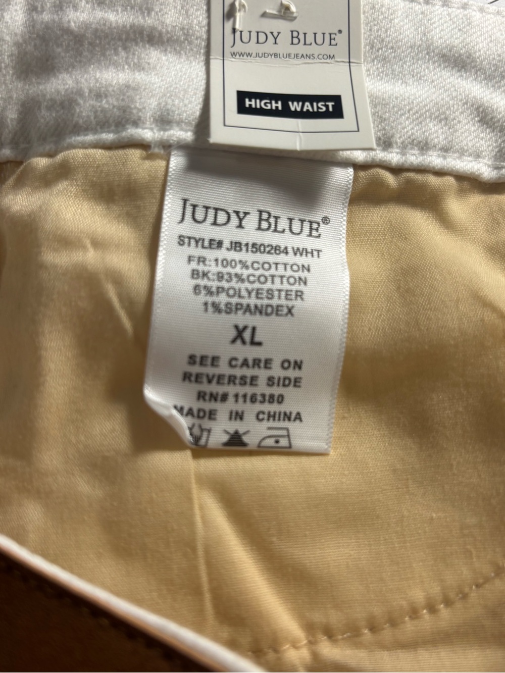 Judy Blue XL White Distressed Denim Cutoff Boho Cotton Shorts New - Picture 14 of 14